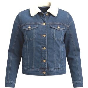 Style & Co‎ Blue Denim Jean Sherpa Jacket Women Oversized XS NWT